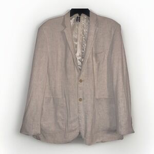 PJ Paul Jones Sport Coat Men's XL Linen Blend Tan Suit Jacket Blazer Lined